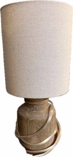 Walnut Wood Finish Mini Table Lamp with Shade, 12"Bring the warm glow
