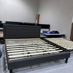 M-Dachelle Upholstered Platform Bed Frame, Mattress Foundation, Wood Slat Support, No Box Spring Needed, Eco Friendly WonderBox (TM) Packaging, Easy A