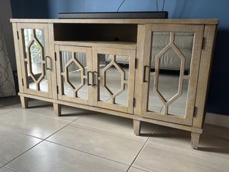 Mirrored TV Stand Media Console Cabinet. **Size: 60 inch x 16 inch x 30.5 inch**