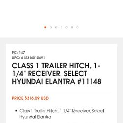 Brand New Curt Towing Hitch For Elantra 96-99