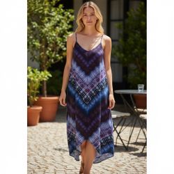 PrAna Dress Angelique Strappy Tie Back Handkerchief Hem Maxi Medium