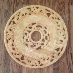 Early 20th Century Chinese Jade Plate Hand Hollow Carved Dragon Pattern Xiuyu Jade Plate