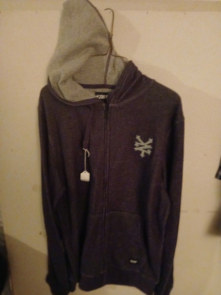 Zoo York Y2K Purple Gray Zip Up Skateboarding Hoodie Sz Med Vintage W/ Tags