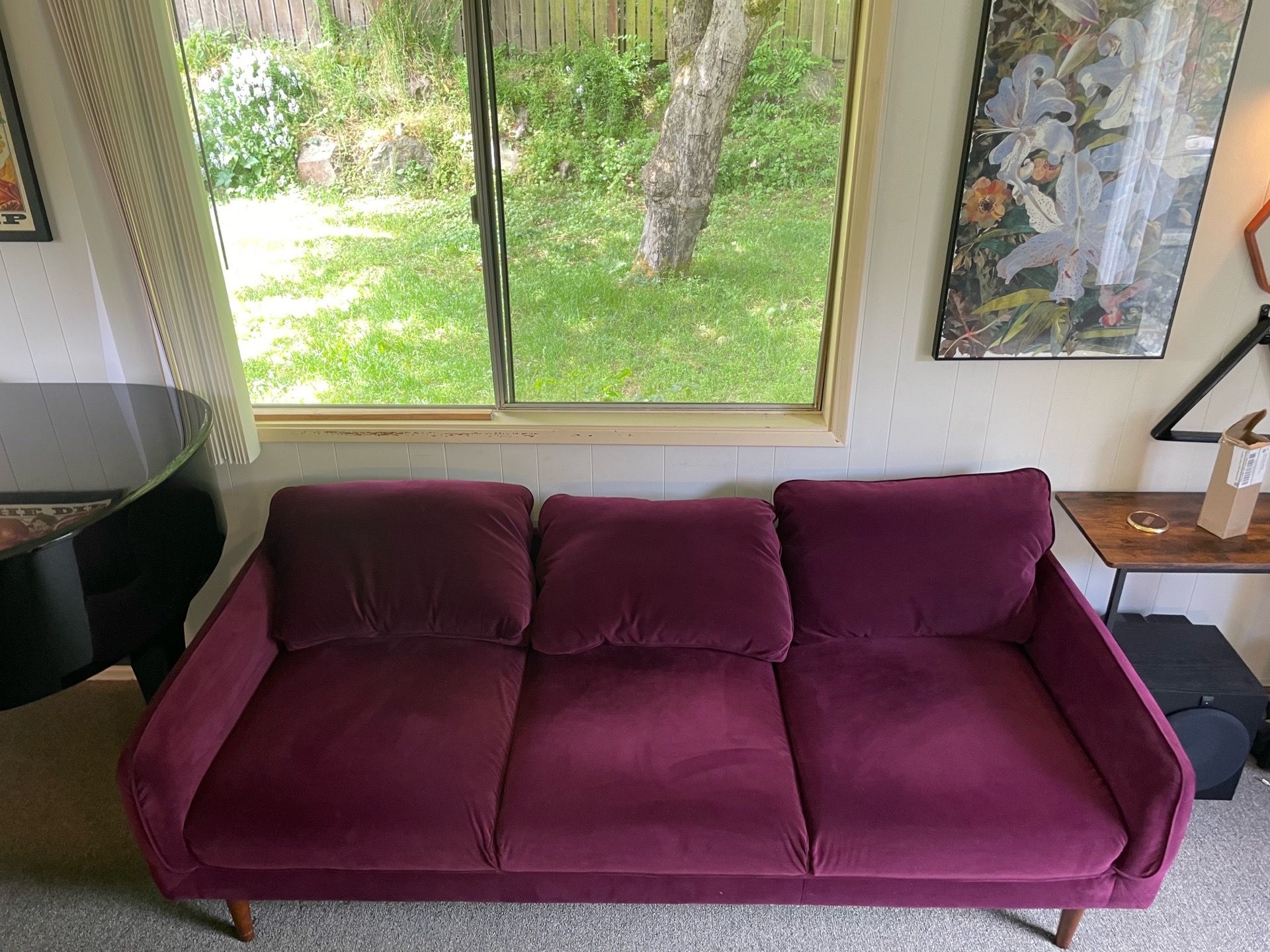 Mod Sofa in Burgundy Velvet