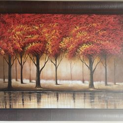 Red Tree Oil Panting With Frame