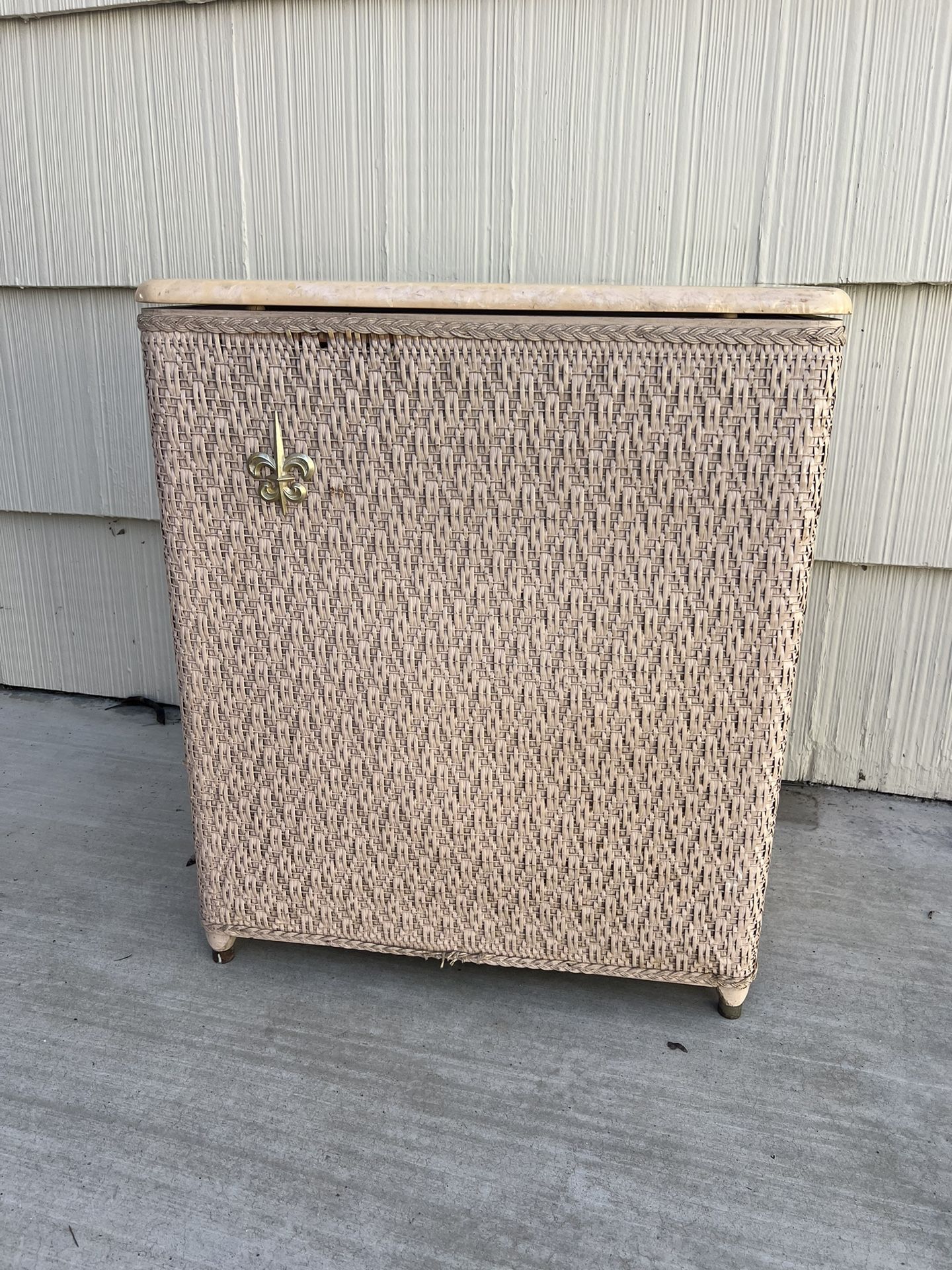 VTG 50s Atomic MCM Vogue Starburst Woven Wicker Laundry Hamper Basket Pink USA
