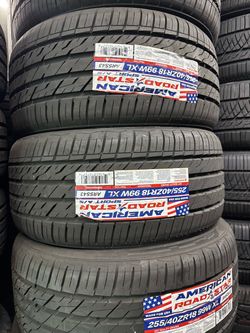 255/40/18 American (4) new tires Installed and balanced