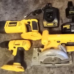 DEWALT Power Tools BUNDLE! Reciprocating Saw, Trim Saw, Drill/Driver, 12v & 18v BATTERIES, CHARGER!