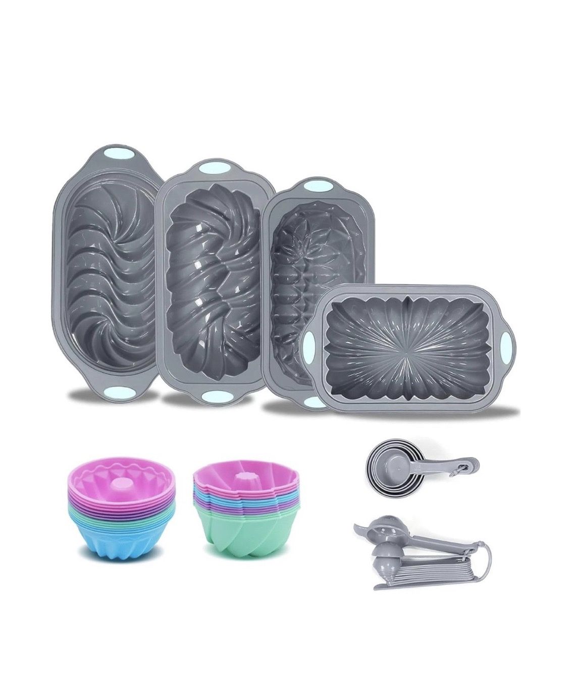 45 Pieces Silicone Loaf Pan for Baking Bread, 6 Cups Silicone Baking Pans Set