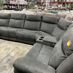 6 Piece Fabric Power Reclining Sectional With Power Headrests From Costco 
