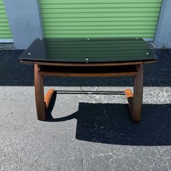 Modern glass, top desk and rolling office chair, clean and ready to use