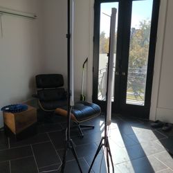 2 Stands With Garage Lights Attached