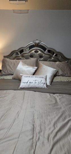 Champagne Mirrored Tufted King Size Bed Frame