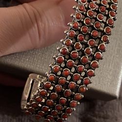 Santa Fe Style Plum Coral Cuff Bracelet - 6.5”- new! 