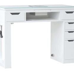 Whale Spa Lux Manicure Desk.(white/glass)