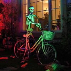 5.4ft Poseable Skeleton with LED illumination Sound Activated - Event Theme Decoration - Halloween Sale