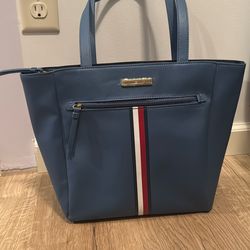 Tommy Hilfiger blue striped tote bag