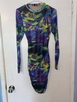 Fashion Nova Multi Colored Open Back Dress Size Large 
