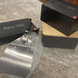 Kensington London Professional Stainless Steel Folding Pizza Spatula and bread box bin 
