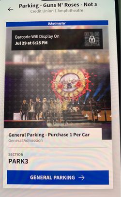 1 ticket and 1 parking spot for Gun and Roses concert