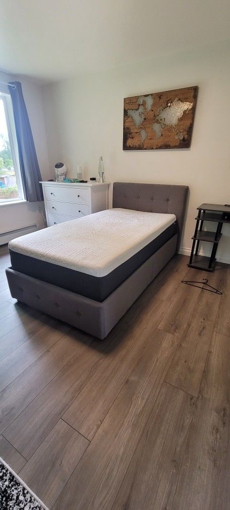 Twin Bed With Cool gel Memory Foam Mattress And Frame