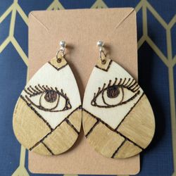 Handmade Wood Burned Earrings 