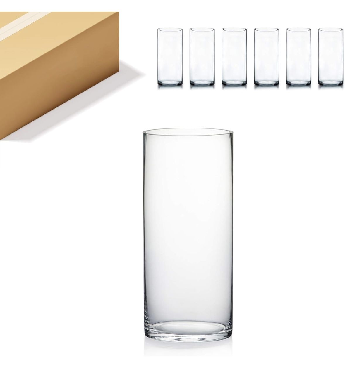 WGV Cylinder Vase, Width 6”, Height 14”, Clear Glass Container Terrarium Candle Holder For Wedding Centerpiece, Party Event And Home Decor