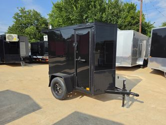 2026 New 4x6 SA Screwless Enclosed Trailer | Blackout | Spoiler Package | 5'6" interior | .08 polycor | dexter axle | 1196 (BLACK)