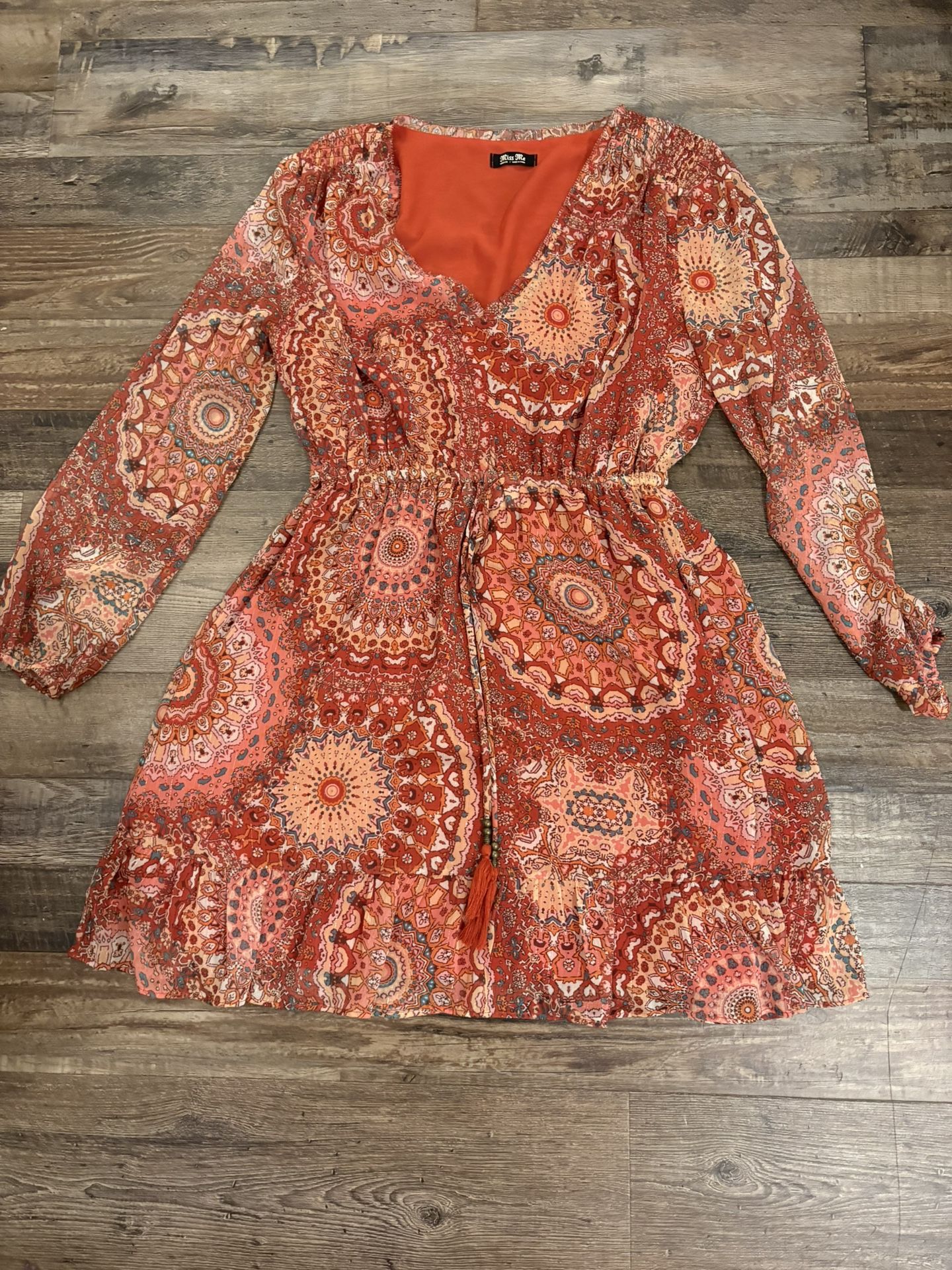 orange print miss me dress. medium