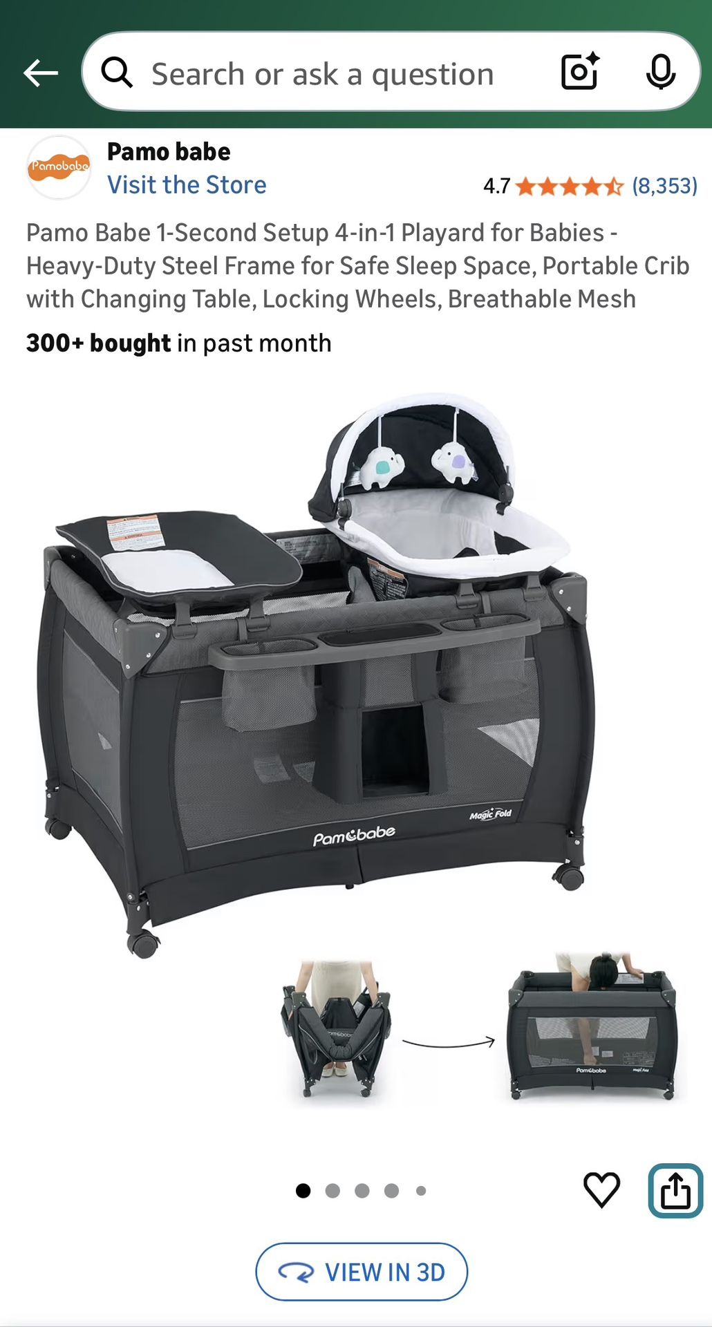 Pamo Babe Playard Portable Playard Foldable Playpen for Baby and Toddler Portable Crib Mattress Diap