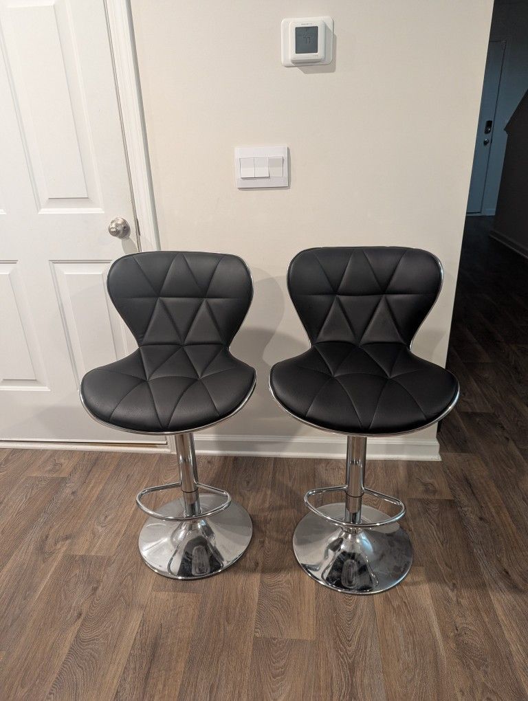 Black Swivel Barstool Chairs Set Of 2