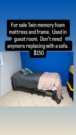 Twin memory foam mattress and frame