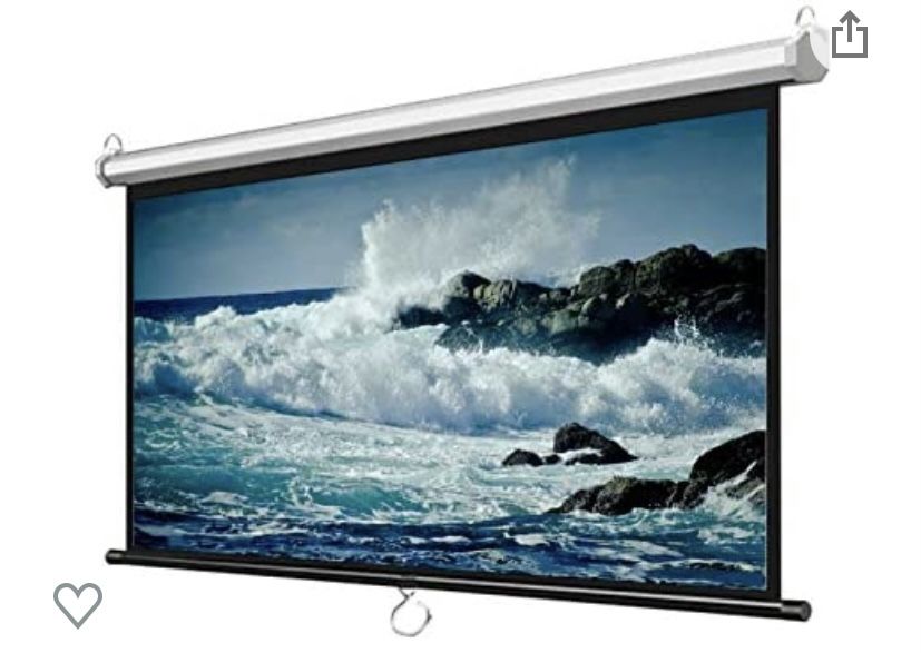 ALDS 60 inch Projector Screen Pull Down Projection Screen Indoor Outdoor Movie Screens Wall-Mounted