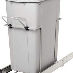 Knape & Vogt RS-PSW10-1-29-R-P in-Cabinet, 18.80 9.3 19-Inch Pull Out Trash Can, Platinum