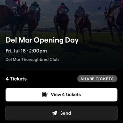 🎟️ 3 Tickets - Del Mar Opening Day (Horse Races) - Friday, July 18 @ 2PM