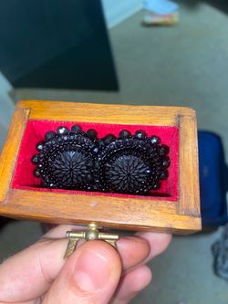 Jet Black Beaded Earrings