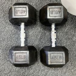 45LB Rubber Dumbbells (PAIR) 