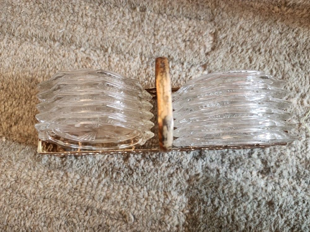 Glass coasters with brass holder