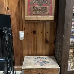 Wooden Budweiser Crate & Budweiser Display Case