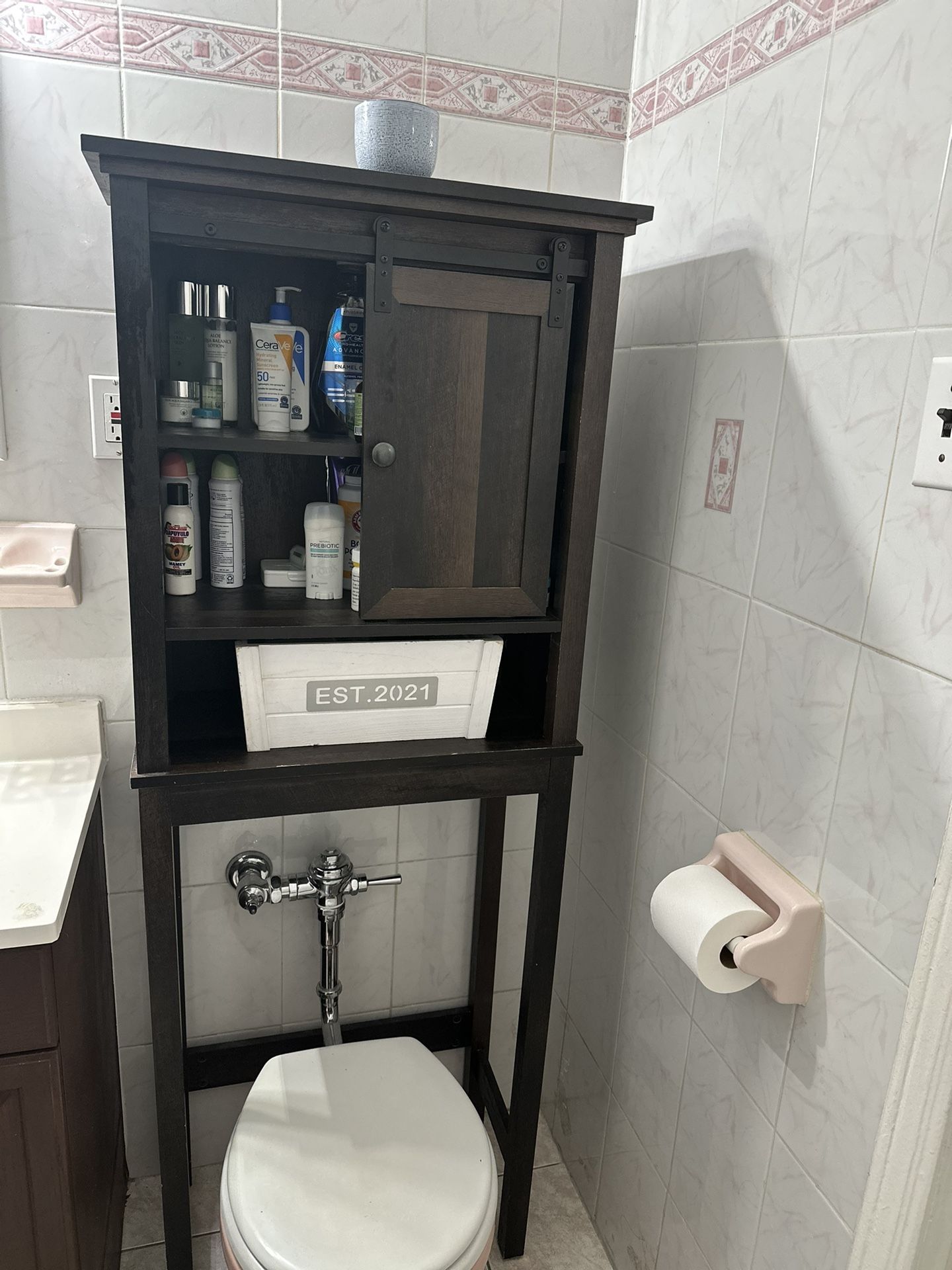 Over The Toilet Bathroom Rack with Sliding Door