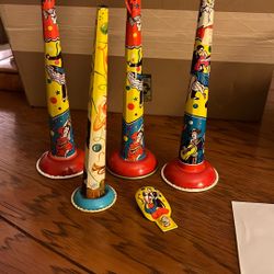 Vintage Noise Maker Horns And Cricket