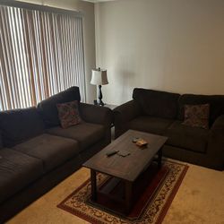 Matching Sofa & Loveseat Set + Coffee Table & Side Tables