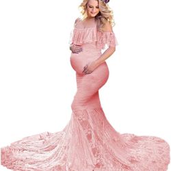 Women Lace Maternity Mermaid Gown