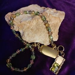 Givenchy Choker, Green & Yellow polished Stones. Gorgeous!