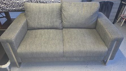Modern Gray Fabric Sofa & Loveseat Set with Metal
