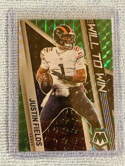 Justin Fields Chicago Bears 2022 Panini Mosaic Will To Win Green Mosaic Prizm!