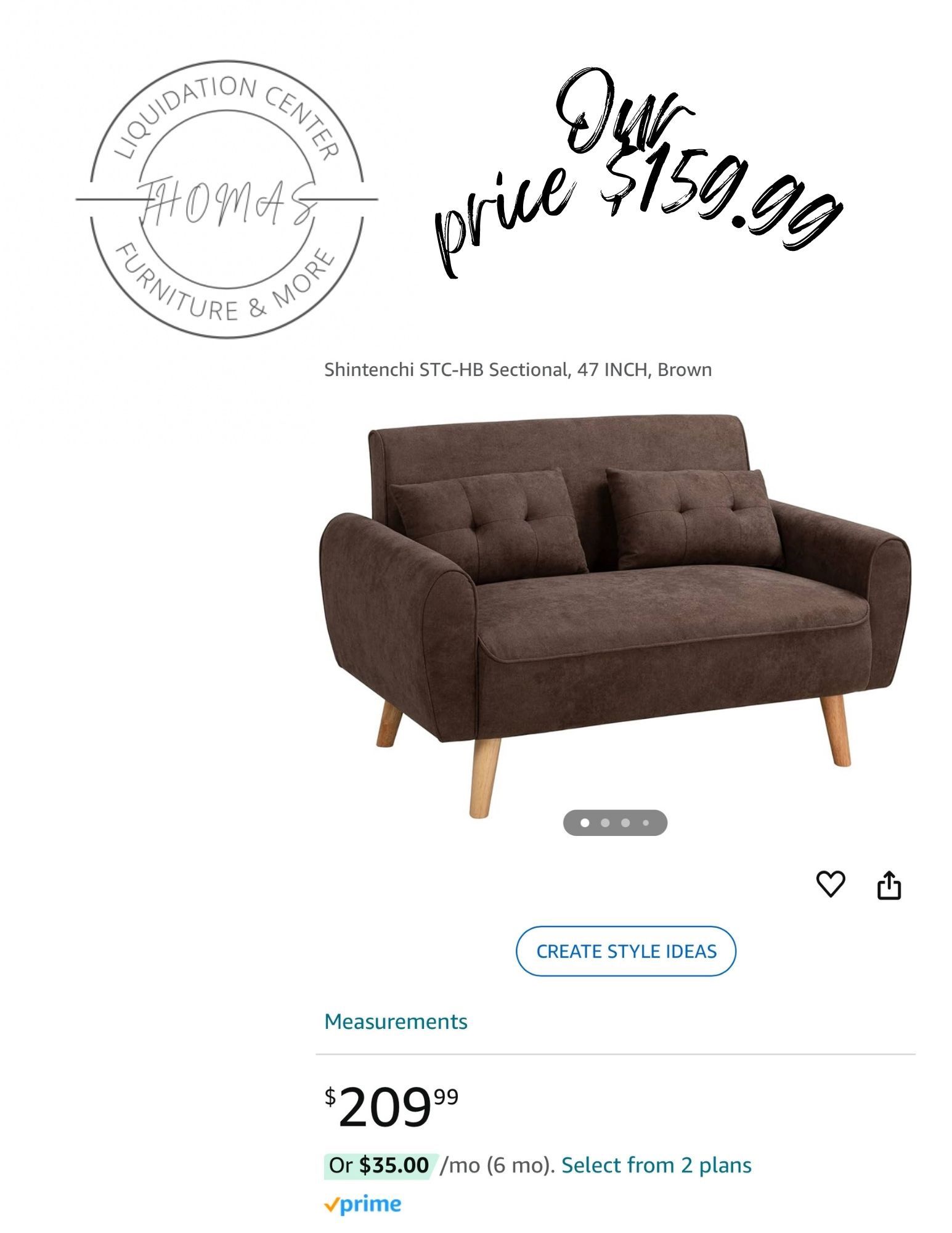 Brown Small Loveseat New In Box