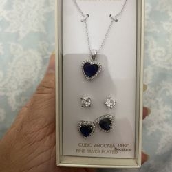 Blue Sapphire Heart ❤️ Jewelry Set For Gift 🎁 