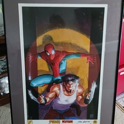 Spiderman/ Wolverine  Signed  Lithograph 