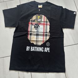 Bape Burberry Tee (Black, Medium )